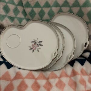 SNACK PLATES, ROSALES BY NORITAKE GROUP OF FOUR.,MADE IN JAPAN.